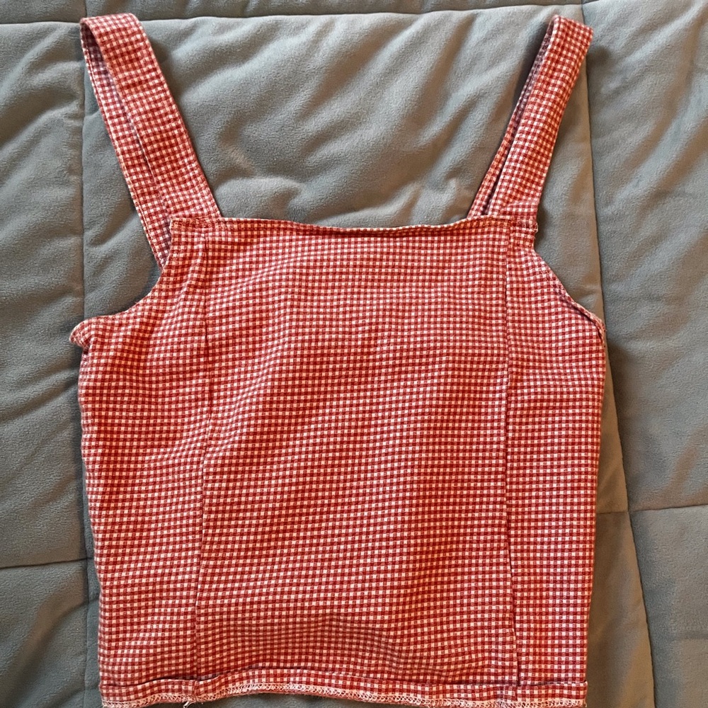 american eagle plaid red tank top